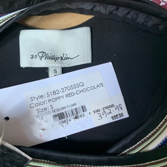 Nwt 3.1 Phillip Lim Sequin Tank Blouse Sz Small striped FLAWS - Picture 7 of 8